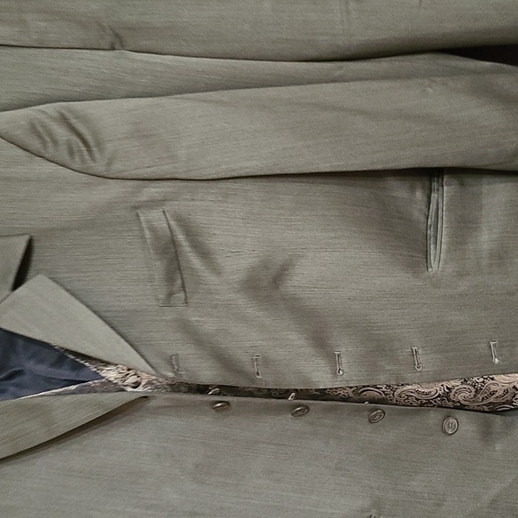 Vanetti George Martin Collection Mens 3 Pc Suit Sage Green/Paisley/Gold 42R READ - Picture 5 of 16